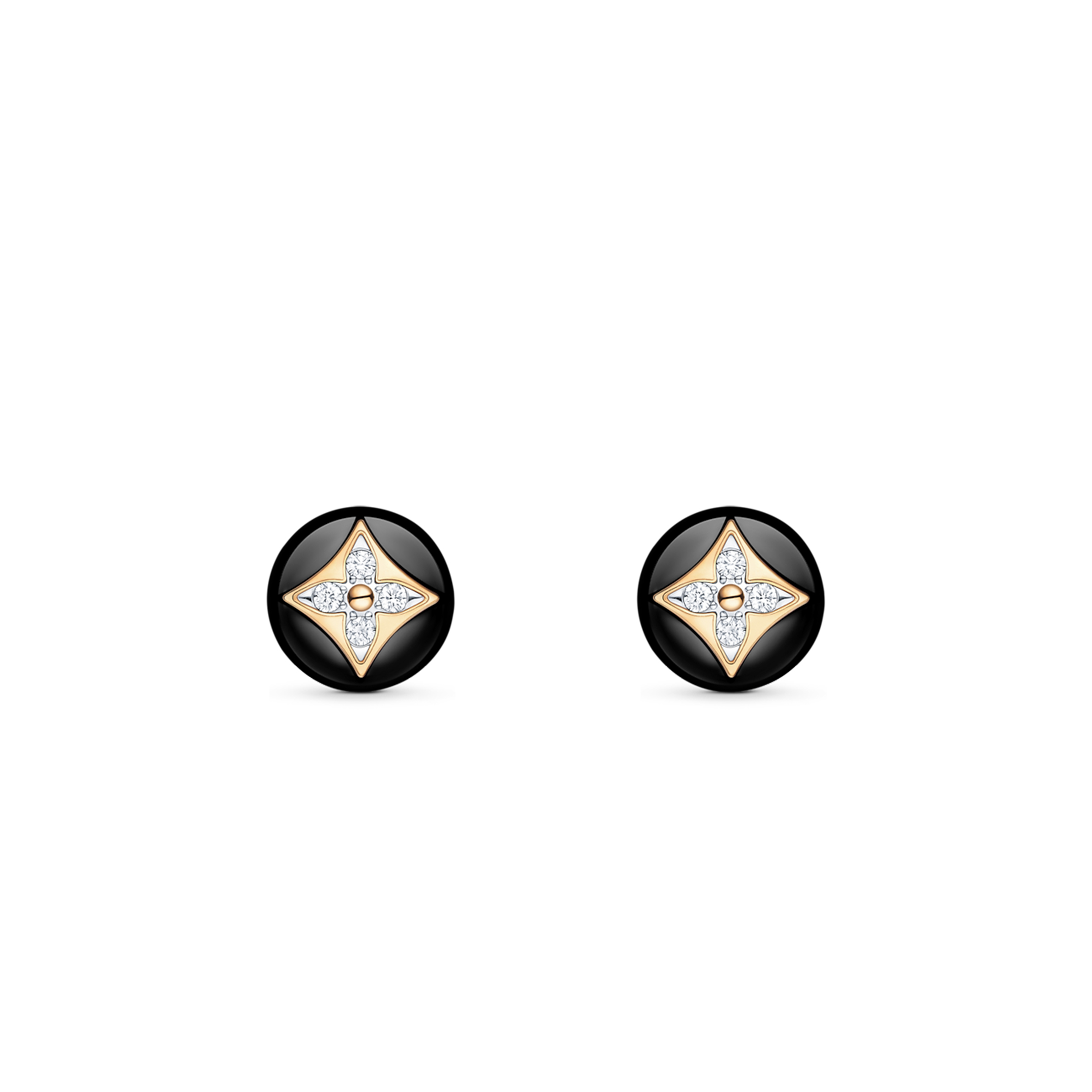 LOUIS VUITTON COLOR BLOSSOM STUDS, YELLOW GOLD, WHITE GOLD, ONYX AND DIAMONDS Q96990 LOUIS VUITTON COLOR BLOSSOM STUDS, YELLOW GOLD, WHITE GOLD, ONYX AND DIAMONDS Q96990